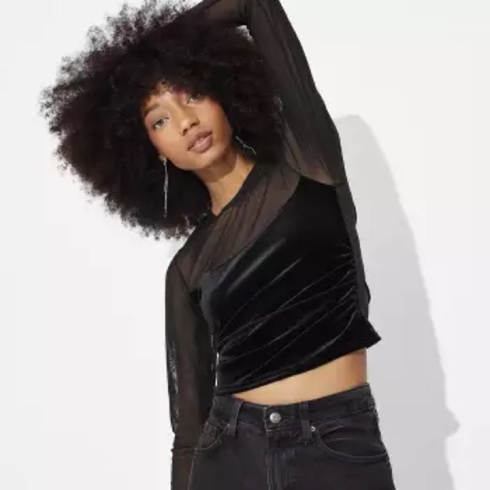 Fendi | Vintage Fendi Zucca Front Logo Velvet Mesh Long Sleeve